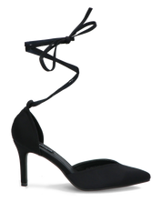 MAURA - talons aiguilles pointus à lacets lycra noir
