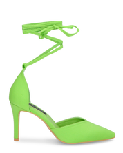 MAURA - tacchi a spillo a punta con lacci in lycra verde mela