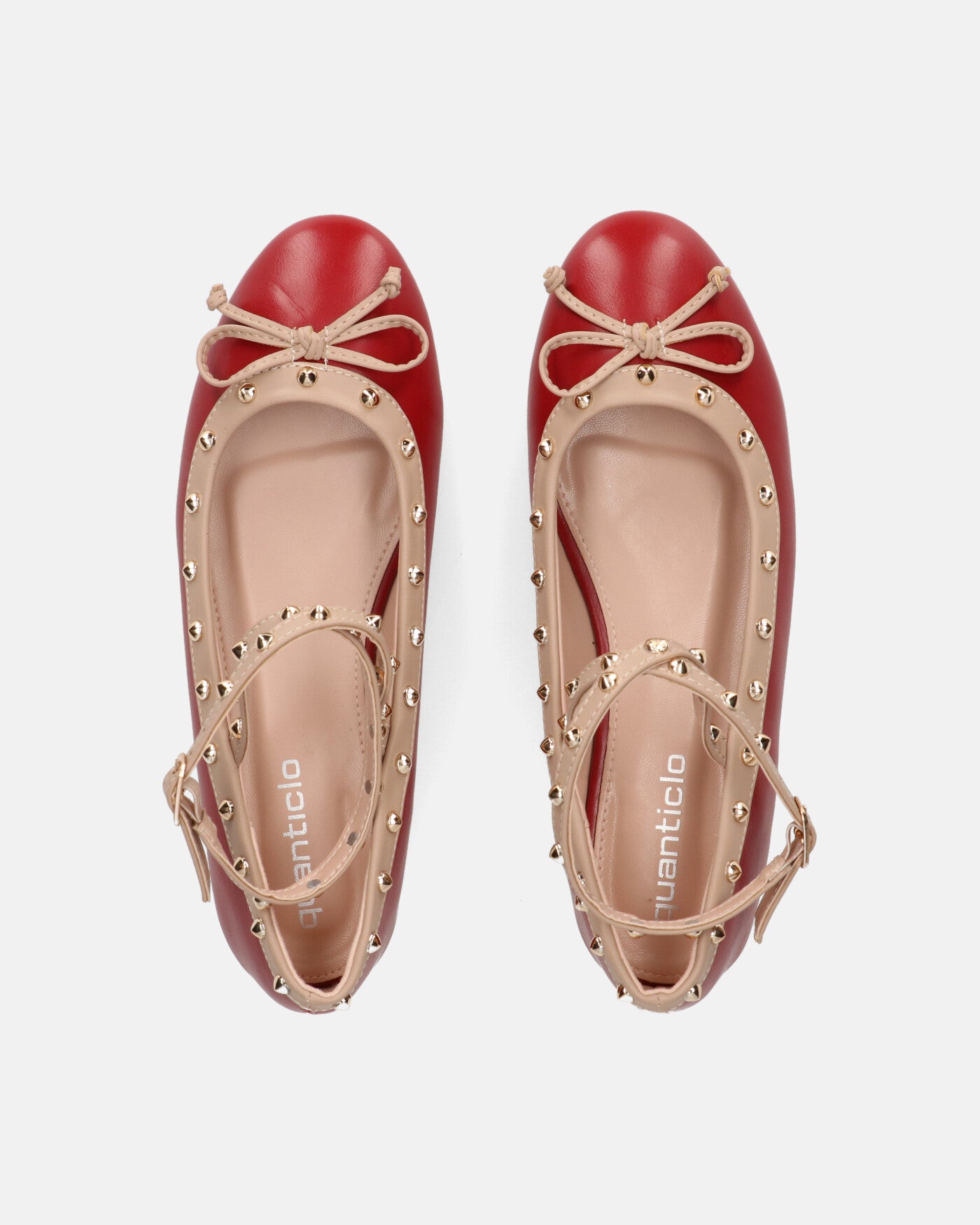 MAHIKA - ballerine bordeaux con borchie dorate