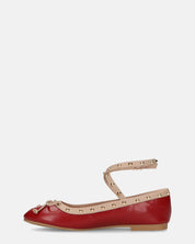 MAHIKA - ballerine bordeaux con borchie dorate