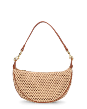 MARGHE - borsa mezzaluna beige con dettagli marroni