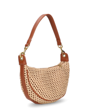 MARGHE - borsa mezzaluna beige con dettagli marroni