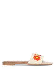 MARILIA - ciabattine beige chiaro con decorazioni ricamate e suola marrone