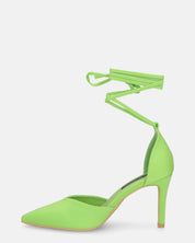 MAURA - tacchi a spillo a punta con lacci in lycra verde mela