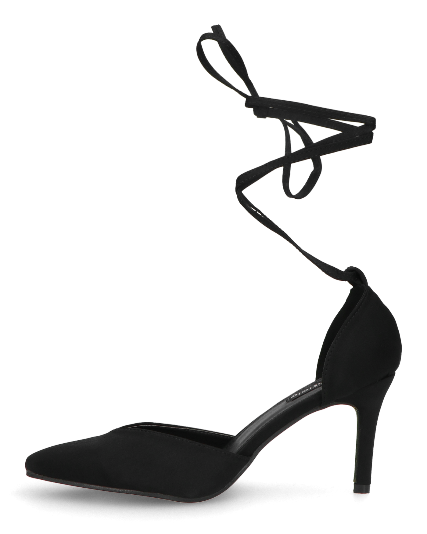 MAURA - talons aiguilles pointus à lacets lycra noir
