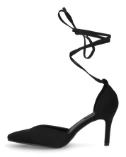 MAURA - talons aiguilles pointus à lacets lycra noir