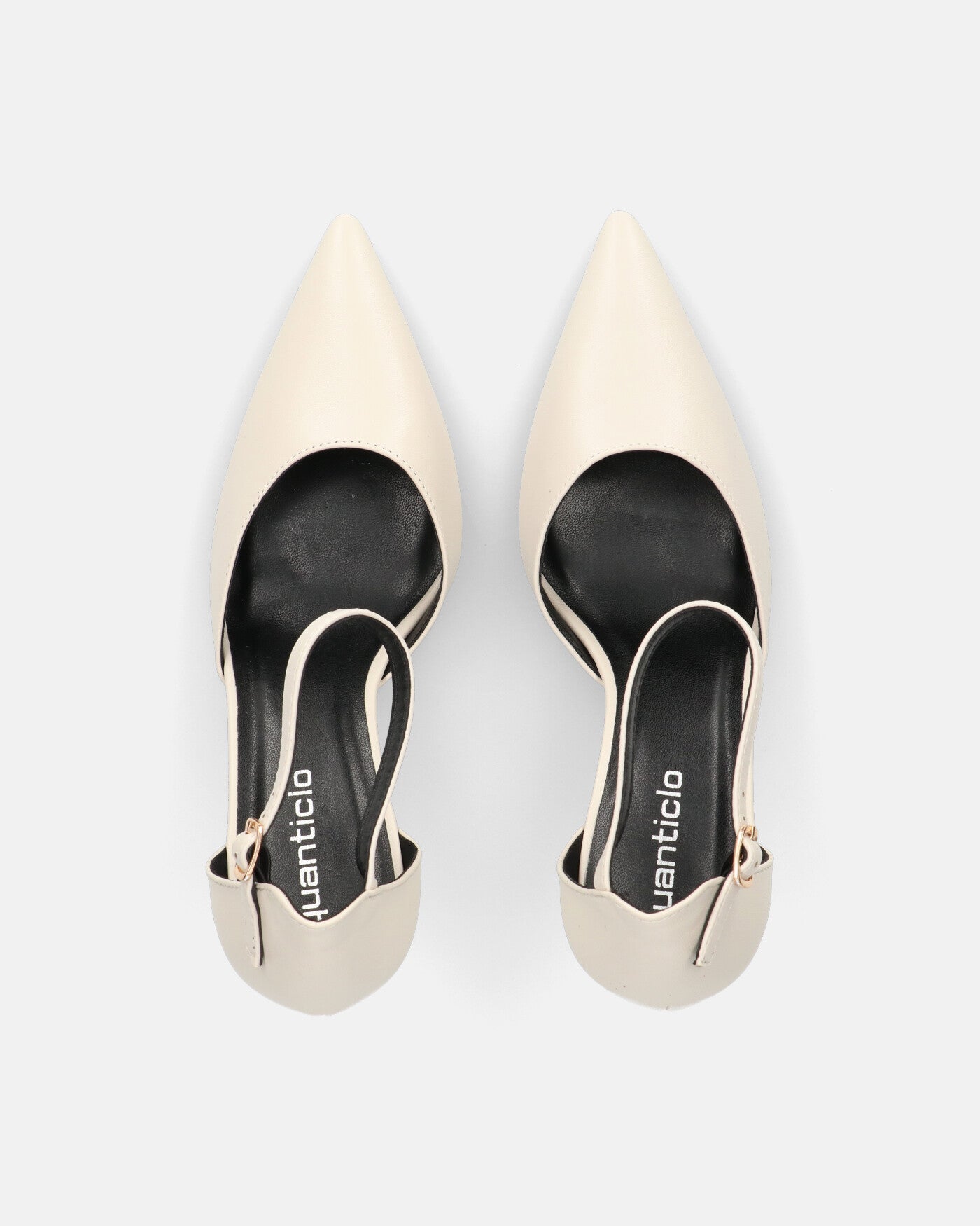 MEENA - decolette bianco con cinturino e soletta nera