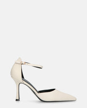 MEENA - decolette bianco con cinturino e soletta nera