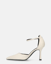 MEENA - decolette bianco con cinturino e soletta nera