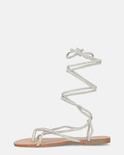 JANIRA - sandali bassi con lacci glitter argentati