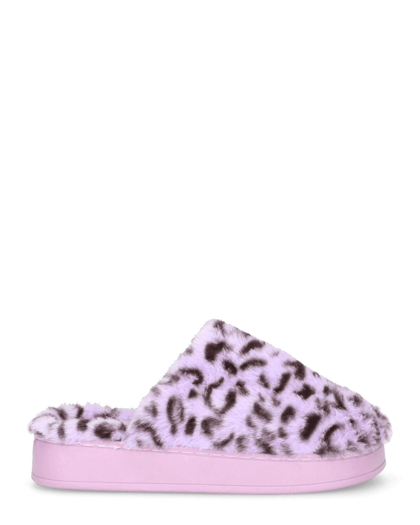 MILKY - pantofole viola leopardate platform in finta pelliccia
