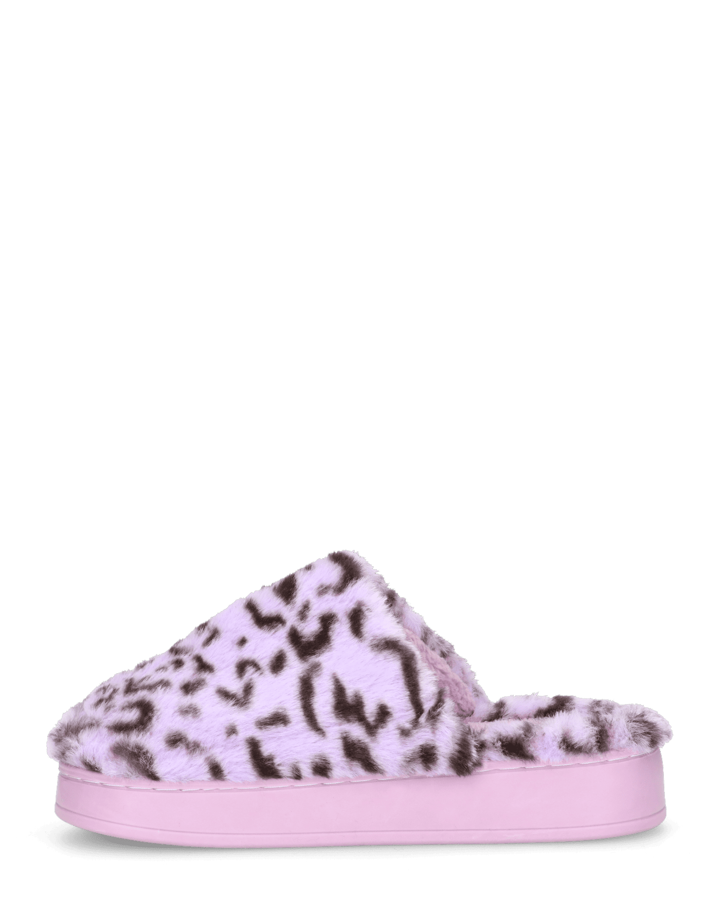 MILKY - pantofole viola leopardate platform in finta pelliccia