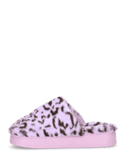 MILKY - pantofole viola leopardate platform in finta pelliccia