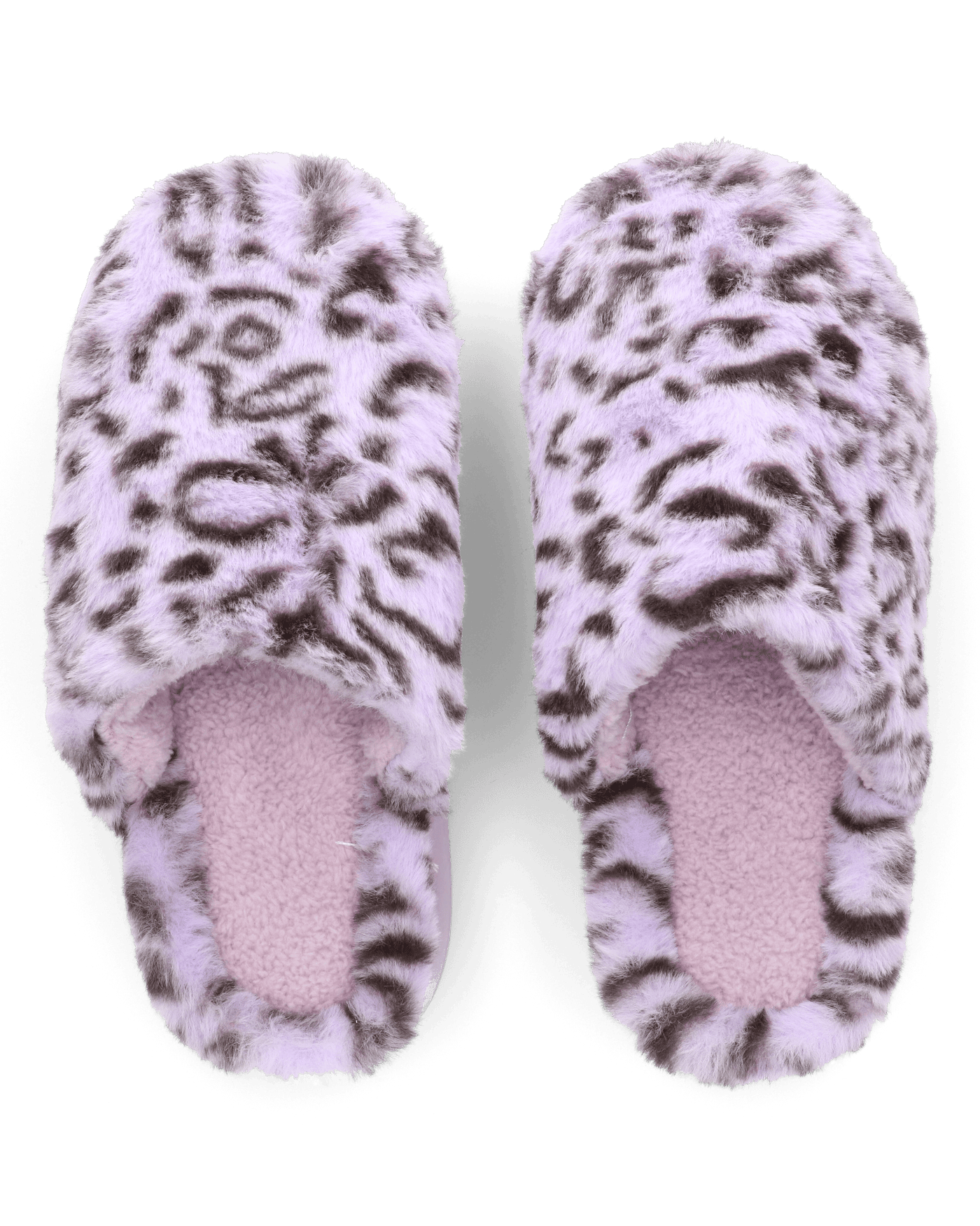 MILKY - pantofole viola leopardate platform in finta pelliccia