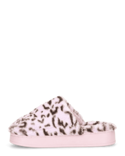 MILKY - pantofole rosa leopardate platform in finta pelliccia