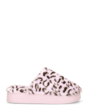 MILKY - pantofole rosa leopardate platform in finta pelliccia