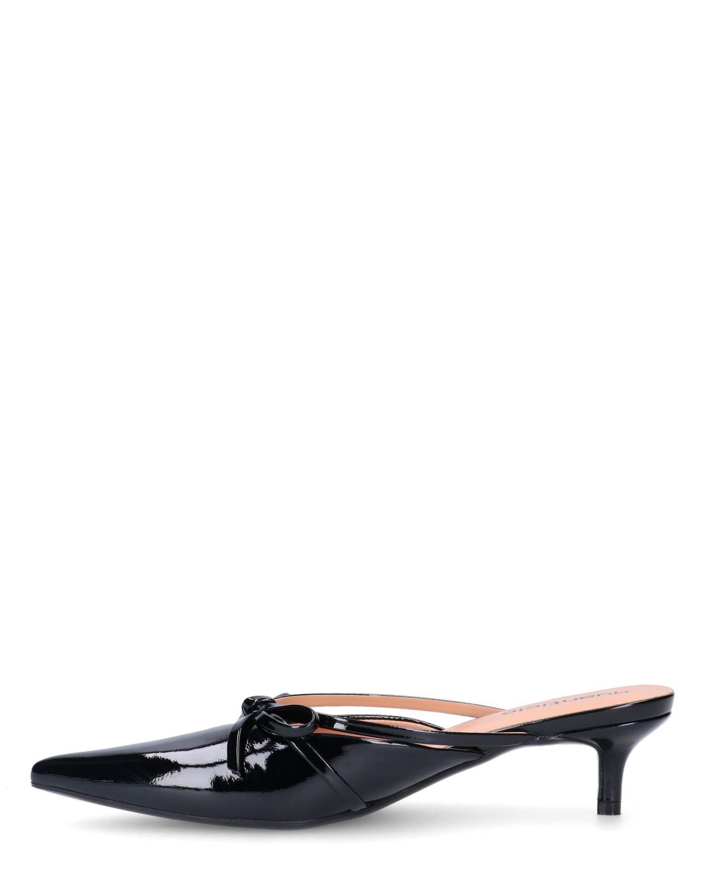 MINNY - décolleté in glassy nero con fiocco e tacco basso