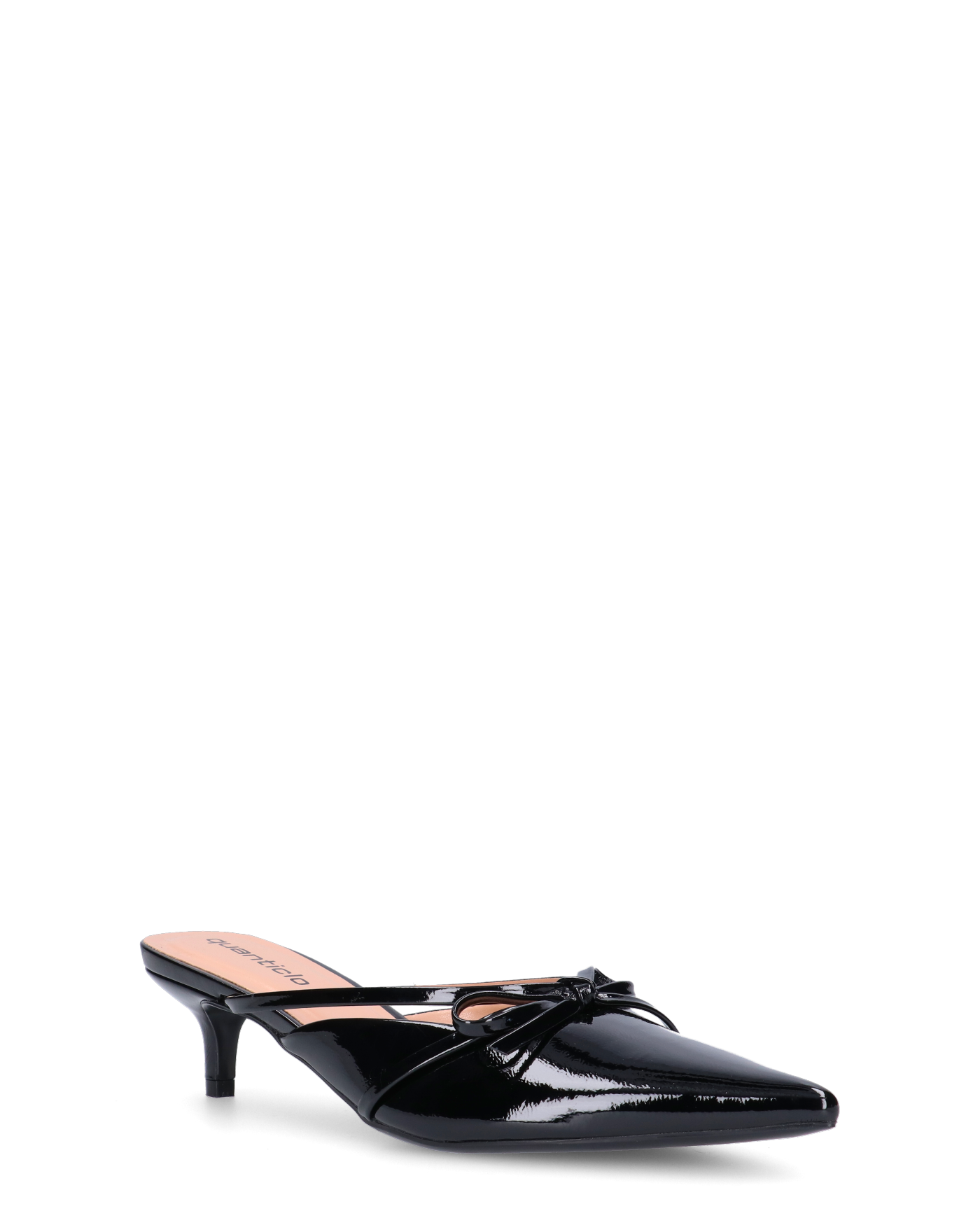 MINNY - décolleté in glassy nero con fiocco e tacco basso