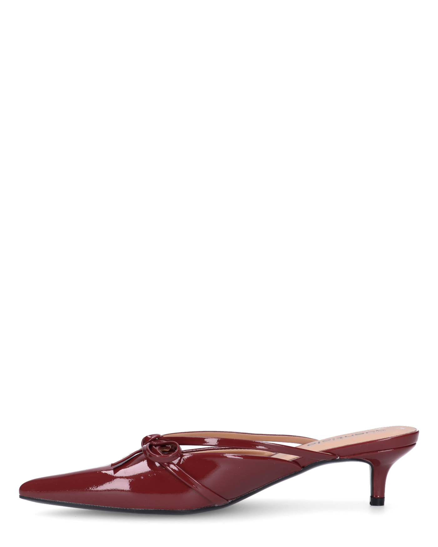 MINNY - décolleté in glassy bordeaux con fiocco e tacco basso