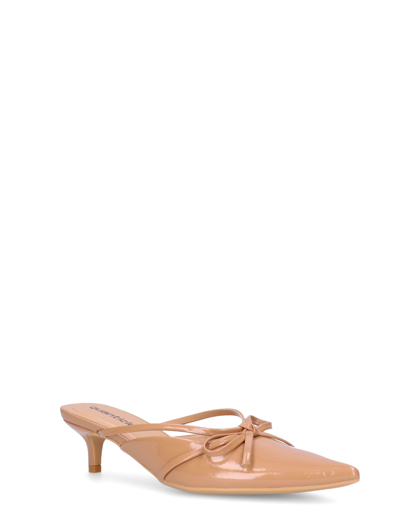 MINNY - décolleté in glassy beige con fiocco e tacco basso