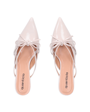 MINNY - décolleté in glassy grigio chiaro con fiocco e tacco basso