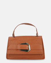 MIREY - borsetta marrone a mano con tracolla aggiuntiva e dettagli dorati