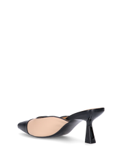 MONIKA - décolleté beige con tacco e punta neri con fiocco laterale