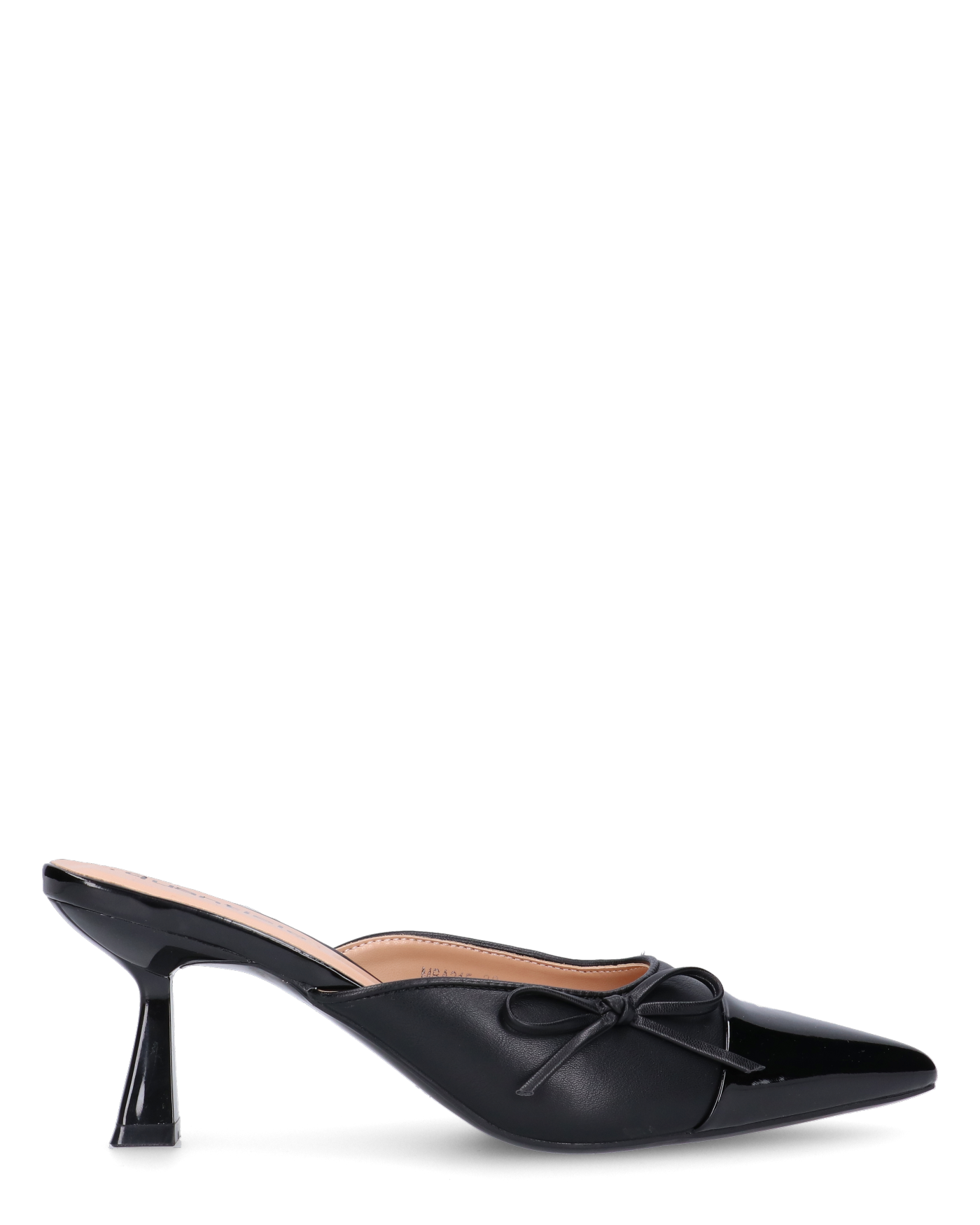 MONIKA - décolleté nero con tacco e punta lucida con fiocco laterale