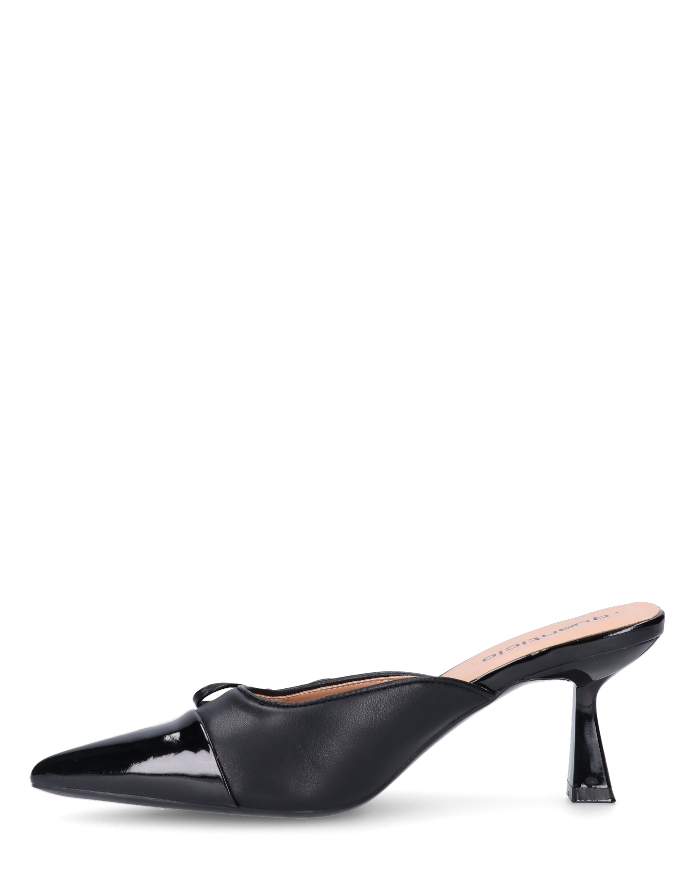 MONIKA - décolleté nero con tacco e punta lucida con fiocco laterale