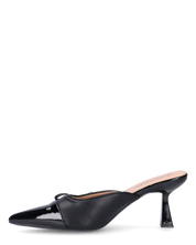 MONIKA - décolleté nero con tacco e punta lucida con fiocco laterale