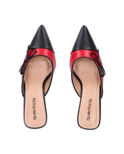 MONIKA - décolleté nero con tacco e punta rossa con fiocco laterale