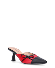 MONIKA - décolleté nero con tacco e punta rossa con fiocco laterale