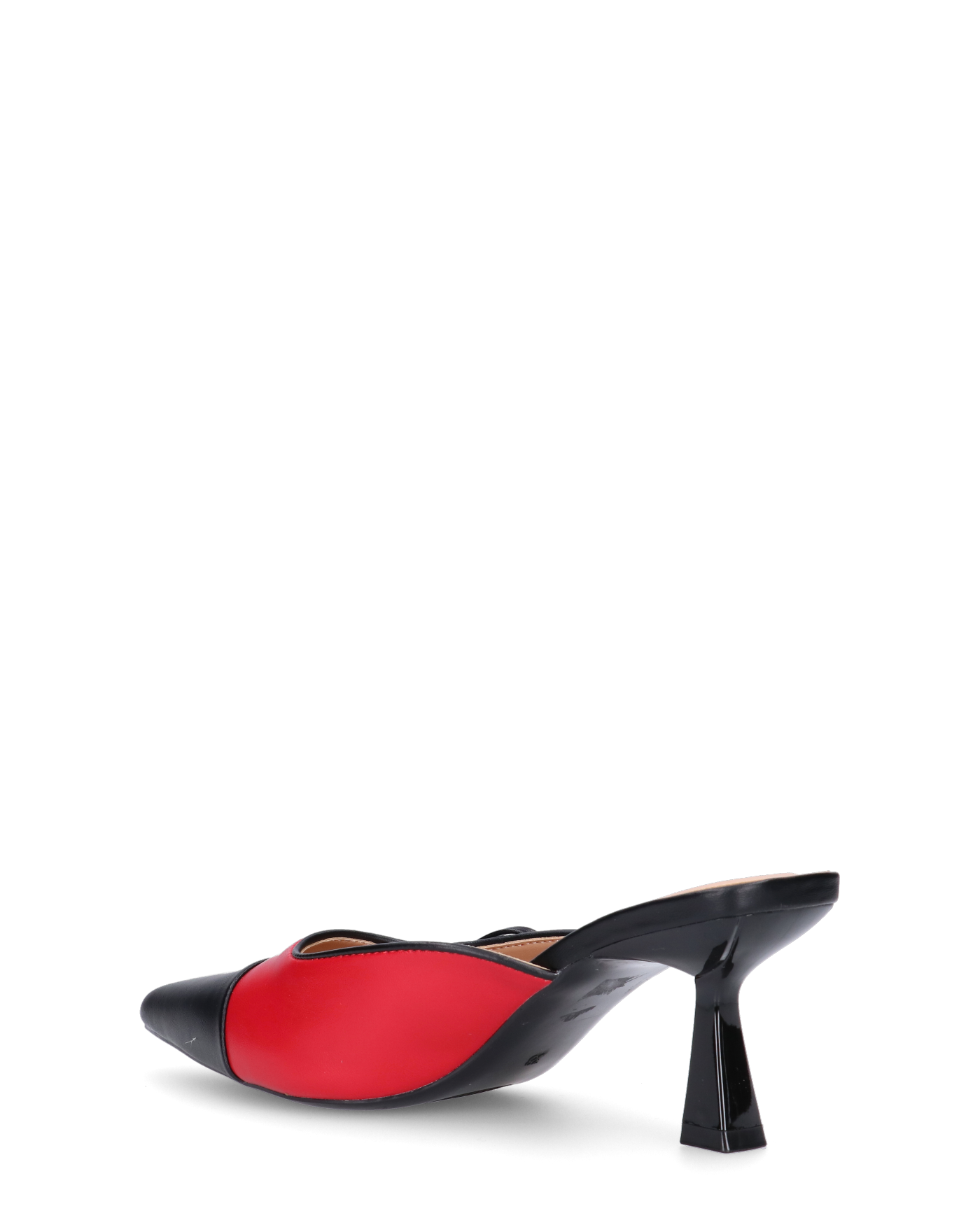 MONIKA - décolleté nero con tacco e punta rossa con fiocco laterale