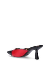 MONIKA - décolleté nero con tacco e punta rossa con fiocco laterale