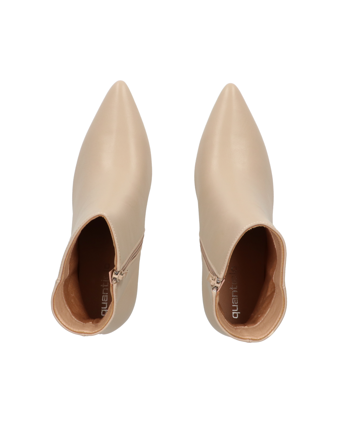 MYZA - stivaletti beige con tacco a spillo con zip laterale