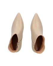 MYZA - stivaletti beige con tacco a spillo con zip laterale