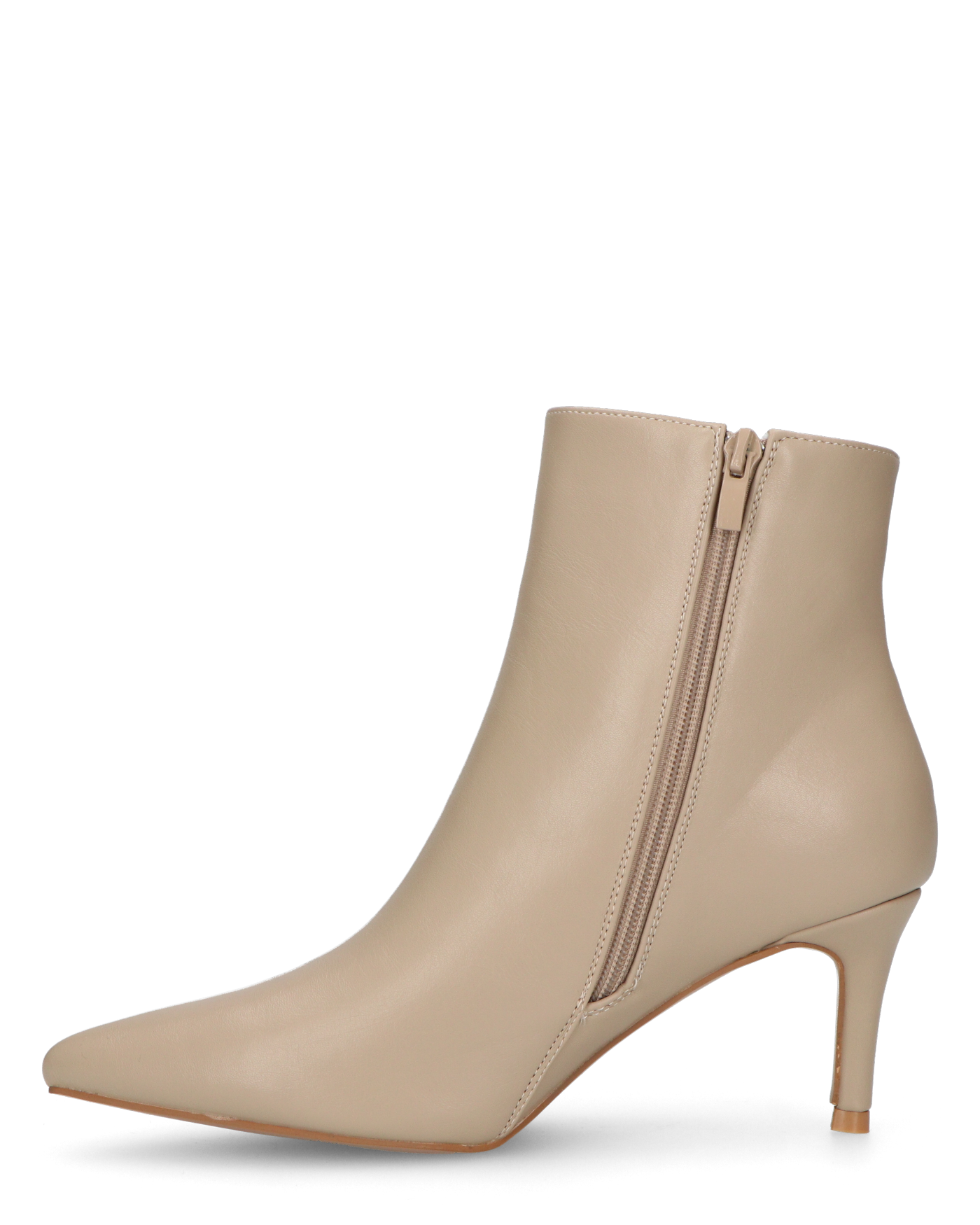 MYZA - stivaletti beige con tacco a spillo con zip laterale