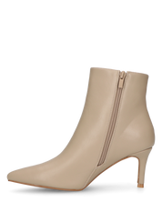 MYZA - stivaletti beige con tacco a spillo con zip laterale
