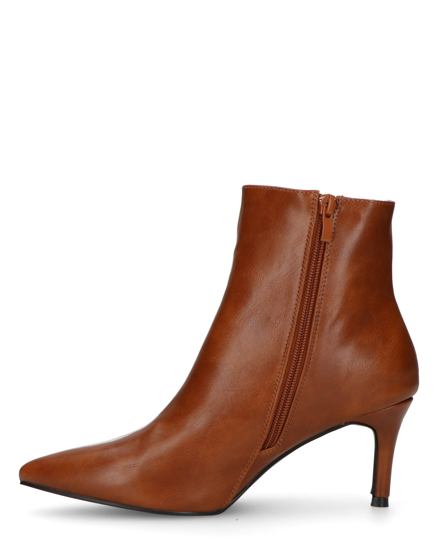 MYZA - stivaletti marrone con tacco a spillo con zip laterale