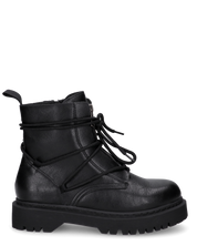 LUNA - stivaletti neri stile anfibio con platform e lacci decorativi