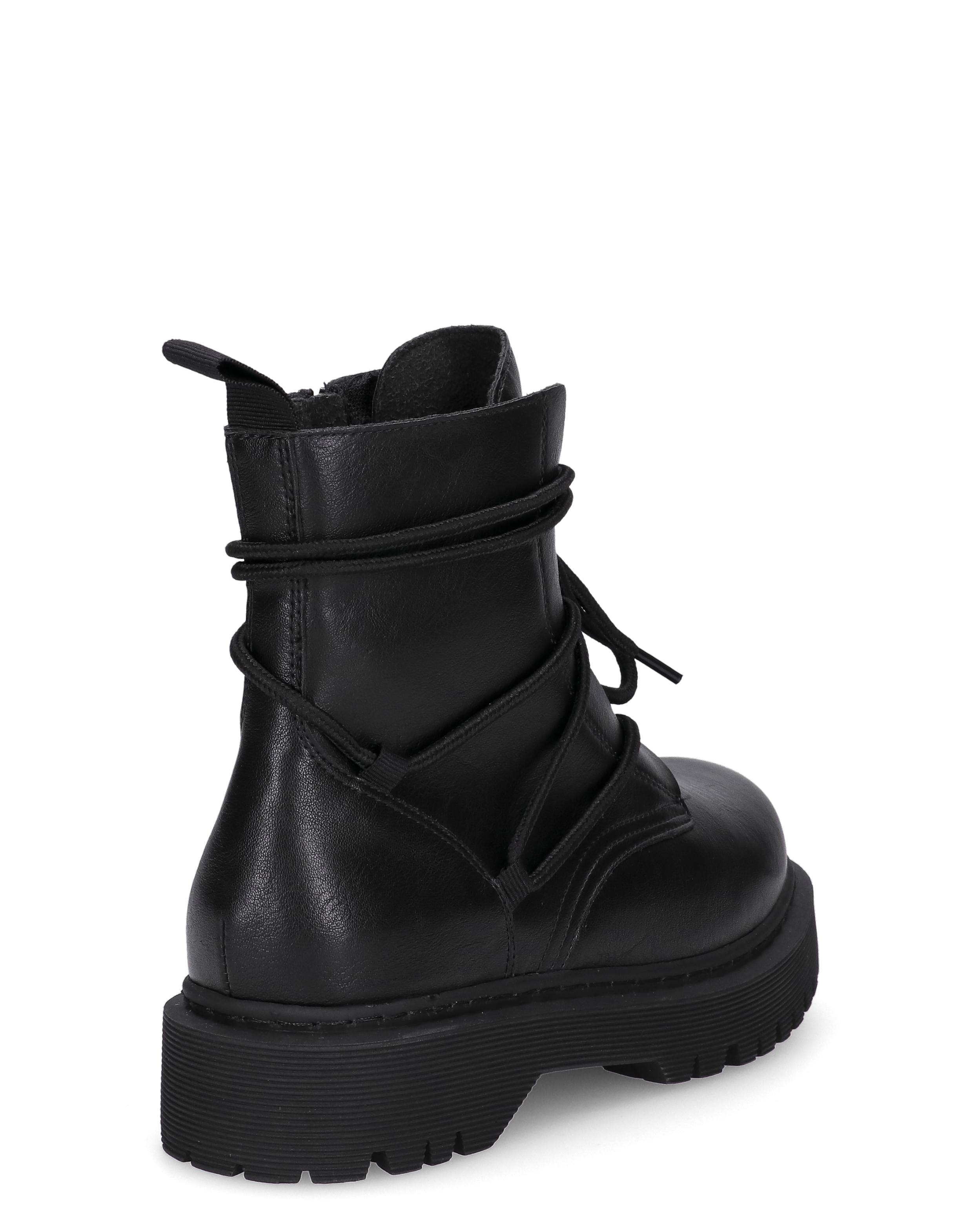 LUNA - stivaletti neri stile anfibio con platform e lacci decorativi