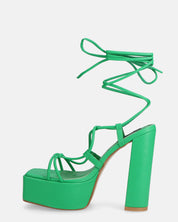 NADITZA - sandali con tacco alto e lacci in ecopelle verde