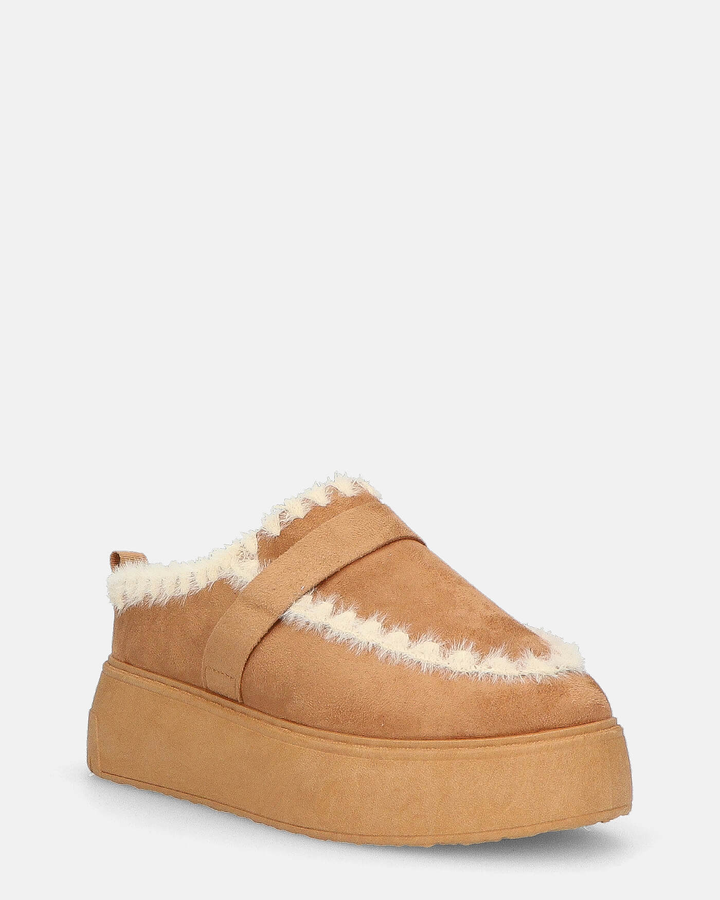 NAIARA - mocassini platform in ecopelliccia marrone imbottiti all interno