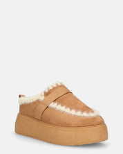 NAIARA - mocassini platform in ecopelliccia marrone imbottiti all interno