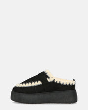 NAIARA - mocassini platform in ecopelliccia nera imbottiti all interno