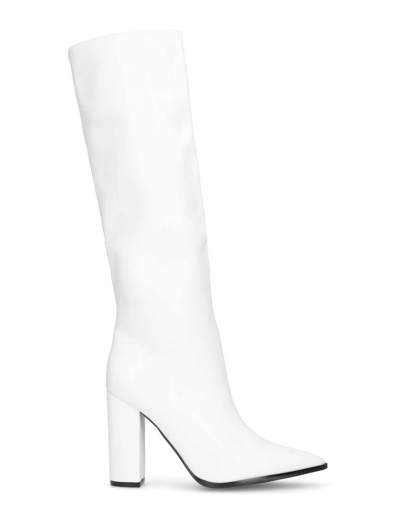 NEERA - stivali alti bianchi sotto il ginocchio con cerniera laterale