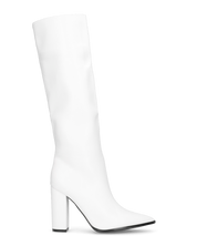 NEERA - stivali alti bianchi sotto il ginocchio con cerniera laterale