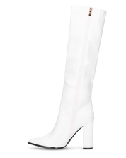 NEERA - stivali alti bianchi sotto il ginocchio con cerniera laterale