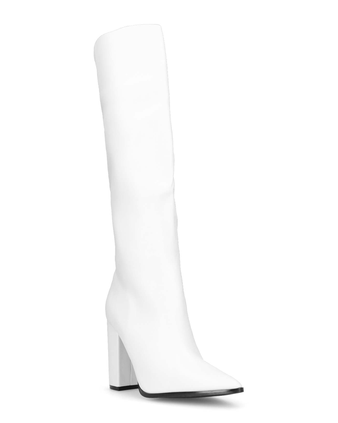 NEERA - stivali alti bianchi sotto il ginocchio con cerniera laterale