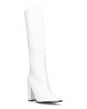 NEERA - stivali alti bianchi sotto il ginocchio con cerniera laterale